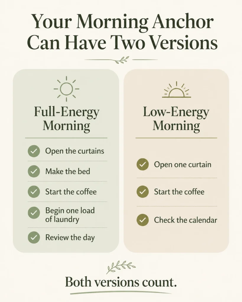Full-energy and low-energy versions of a flexible morning anchor