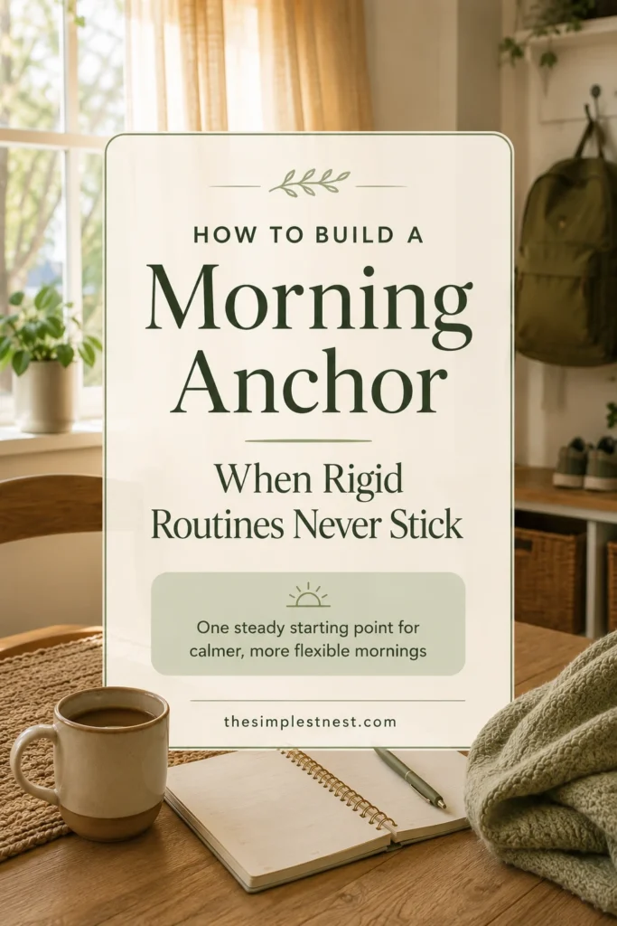Pinterest graphic for building a simple morning anchor when rigid routines do not stick